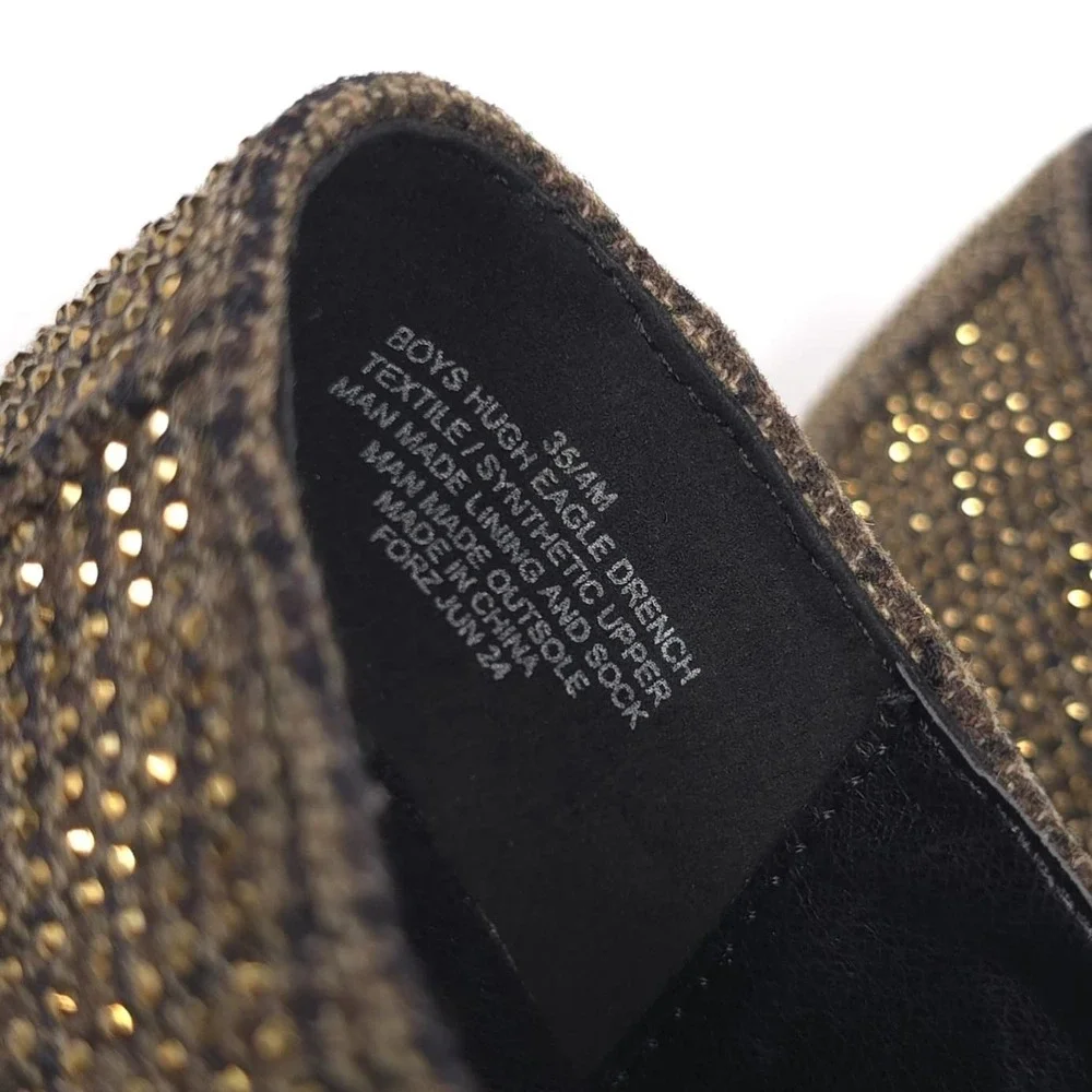 KURT GEIGER Boys New Hugh Loafers Shoes 4M Crystal Embellished Brown DRENCH EU35